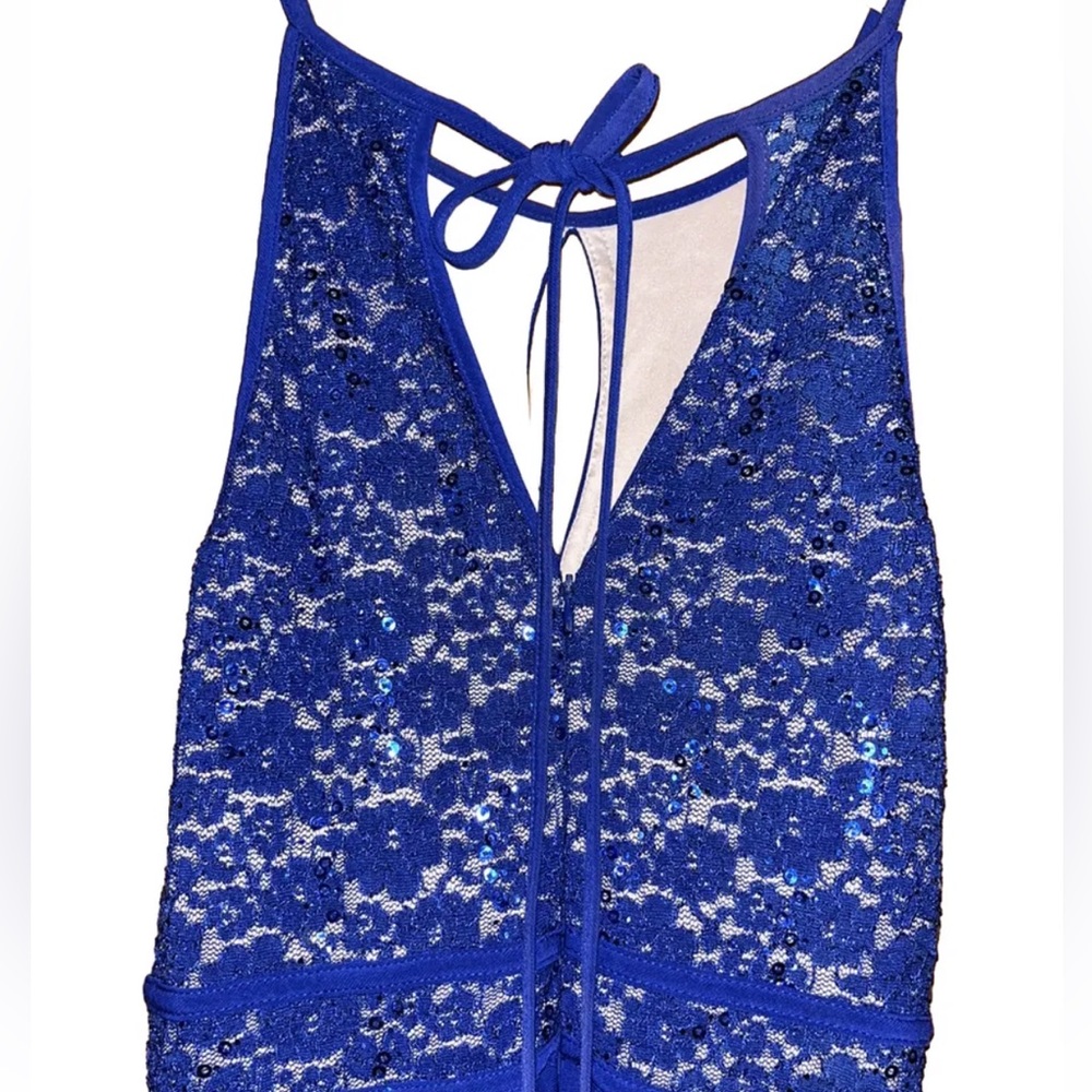 NW Blue evening gown cocktail dress blue with detail zipper back Easter